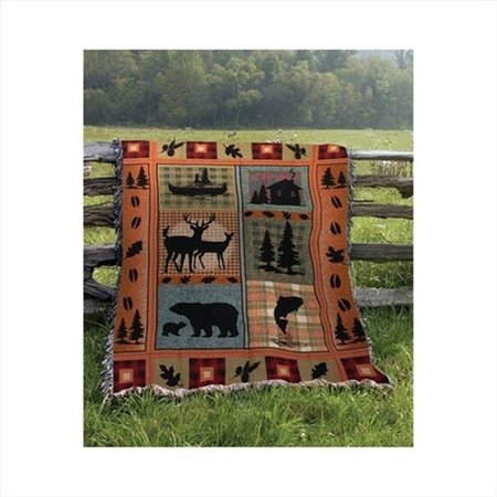 MANUAL WOODWORKERS & WEAVERS Manual Woodworkers and Weavers ATBRLD Bear Lodge Tapestry Throw Blanket Fashionable Jacquard Woven 50 X 60 in. ATBRLD